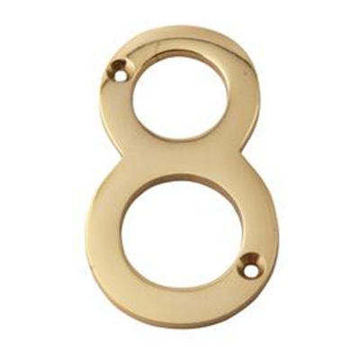 MASIDEF - CIVICO IN OTTONE LUCIDO 8cm N. 8