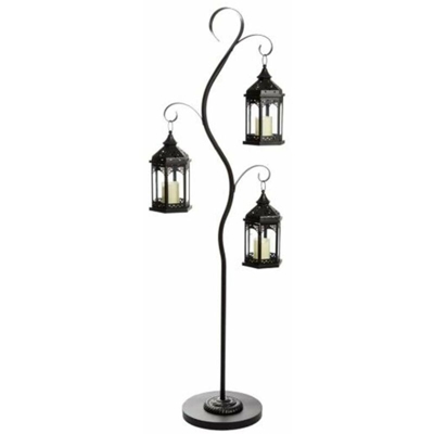 Piantana porta lanterna h 180 cm esterno arredamento giardino nero - LOTTI IMPORTEX