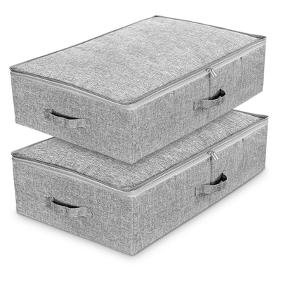 2Pz GUARDAROBA SCATOLA 70 x 43 x 18 CM ORGANIZER Salvaspazio Ripiegabile Grigio, Fatto di Assia, Underbed storage bag Gray - Simplehome