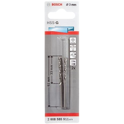 Bosch 2608585911 Punta Per Metallo Hss G Din 338 3 X 33 X 61 Mm