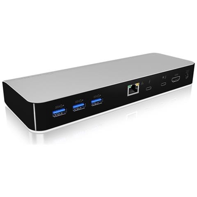 ICY BOX IB-DK2501-TB3 Cablato Thunderbolt 3 Nero, Argento