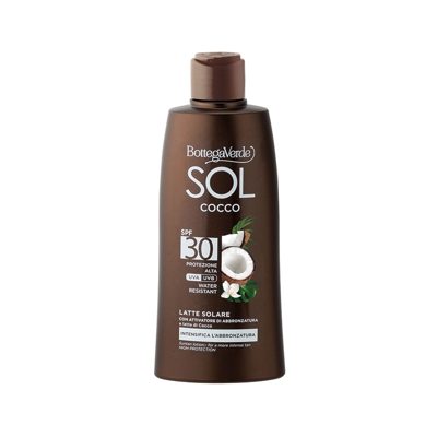 SOL Cocco - Leche solar - intensifica el bronceado - con acelerador del bronceado y leche de Coco (200 ml) - resistente al agua - protección alta SPF