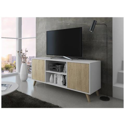 Mobile Tv 140 A 2 Porte, Soggiorno, Modello Wind, Modello Wind, Struttura Colore Bianco, Colore Porte Puccini, Misure 140x40x57cm Di Altezza. características