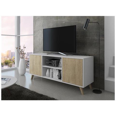 Mobile Tv 140 A 2 Porte, Soggiorno, Modello Wind, Modello Wind, Struttura Colore Bianco, Colore Porte Puccini, Misure 140x40x57cm Di Altezza.