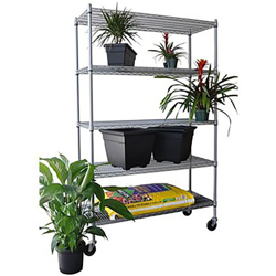 Scaffale in acciaio cromato per il giardino Dim. piano cm 45x120 Altezza cm 180 Num. Piani 5 Ruote sì - SCAFFALIDEA® en oferta