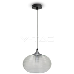 Lampadario LED V-TAC a Sfera in Vetro Ondulato e Metallo con Portalampada E27 (Max 60W) Colore Trasparente características