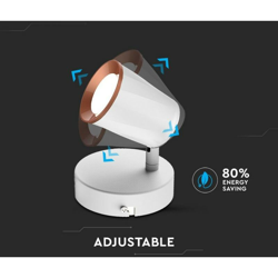 Faretto LED da Muro 6W con Testa Orientabile Colore Bianco 4000K IP20 - V-tac características