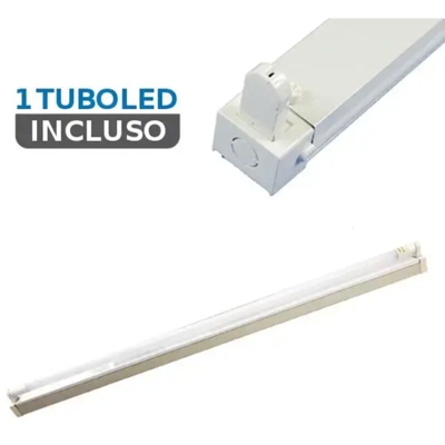 Plafoniera LED Singola con Tubo LED Chip Samsung T8 22W G13 150cm in Nanoplastica 4000K IP20 - V-tac