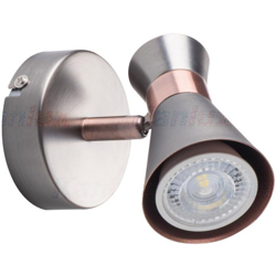 faretto parete mileno 1 luce 220-240 volt CE GU10 IP20 argento ramato interno orientabile kan 29111 - KANLUX precio