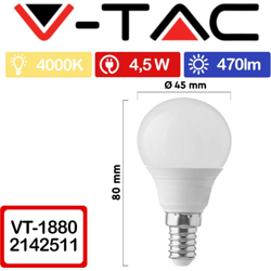Lampadina LED E14 5,5W P45 4000K - V-tac precio