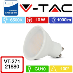 Faretto LED Chip Samsung GU10 10W 110° Satinato 6400K - V-tac en oferta