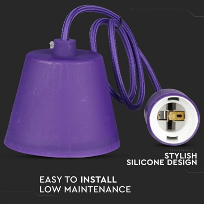 Portalampada a Sospensione E27 (Max 60W) in Silicone Viola - V-TAC