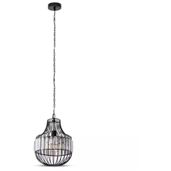 Lampadario LED a Gabbia Tonda in Metallo e Cristallo con Portalampada E27 (Max 60W) Colore Nero H:360mm Ø300mm - V-tac características