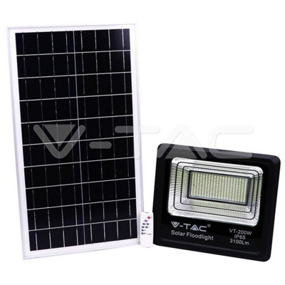 Faro LED V-TAC 200W con Pannello Solare e Telecomando 4000K