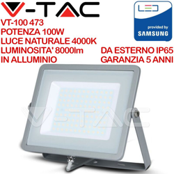 Faro LED V-TAC SMD Chip Samsung 100W Colore Grigio 4000K IP65 características