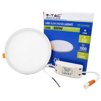Mini Pannello LED Montaggio a Incasso Rotondo 15W 4000K - V-tac