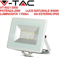 Faro LED SMD 20W E-Series Colore Bianco 4000K IP65 - V-tac en oferta