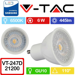 Faretto LED Chip Samsung GU10 6,5W 110° 6400K Dimmerabile - V-tac precio
