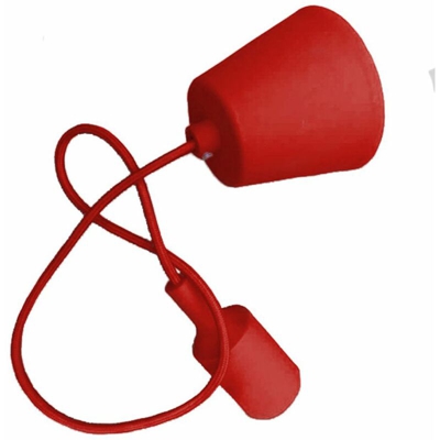 Portalampada a Sospensione E27 (Max 60W) in Silicone Rosso - V-TAC
