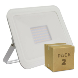 PACK Proiettore LED Slim Vetro 100W Bianco (2 Un) Bianco Caldo 3000K - LEDKIA precio