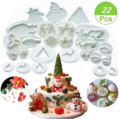 Langray - (Set di 22) Formine per biscotti in plastica Set di fondente, formine per biscotti e stampi per cupcake cake decorating strumenti di