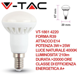 Lampadina LED E14 3W R39 4000K - V-tac en oferta