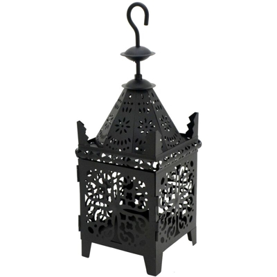 Rebecca Mobili Lanterna Porta Candela Nera Metallo Con Gancio 38x14x14 - MOBILI REBECCA