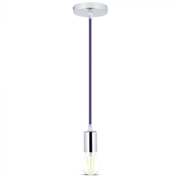 Lampadario LED a Cilindro in Metallo con Portalampada E27 (Max 60W) Colore Cromato e Cavo Viola - V-tac precio