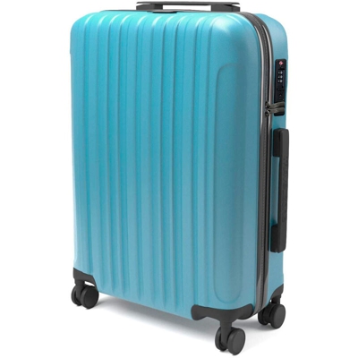 Sammy - Trolley rigido da viaggio bagaglio a mano valigia voli 4 ruote 55 x 35 x 20 cm, Light Blu - EGLEMTEK