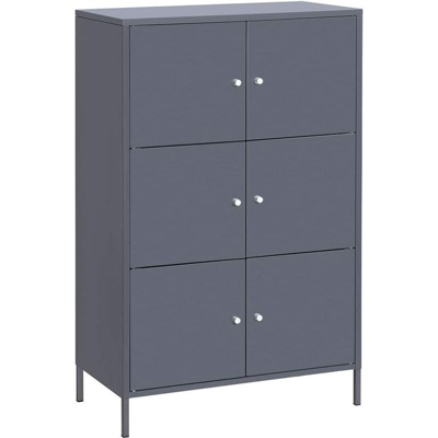 Armadietto in Metallo a 3 Ripiani, Mobiletto Multiuso con Doppia Anta per Ripiano, Mobiletto per Ufficio Studio Garage, 65 x 36 x 105,2 cm, Portata