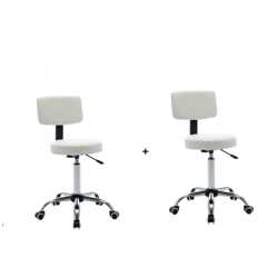 2 pezzi di Sgabello con spalliera girevole per salone estetico estetista bianco - ALORA precio