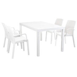 Caligola - Set Tavolo Fisso In Wicker Cm 150 X 90 Compreso Di 4 Sedute características