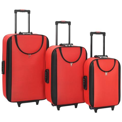 Valigie Trolley Morbide 3 Pz Rosse In Tessuto Oxford