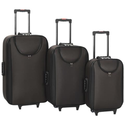 Valigie Trolley Morbide 3 Pz Marroni In Tessuto Oxford en oferta