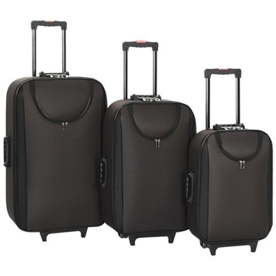 Valigie Trolley Morbide 3 Pz Marroni In Tessuto Oxford