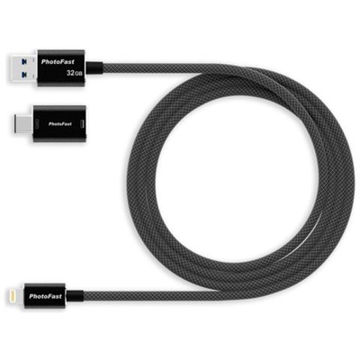 Cavo MicroUSB con Memoria da 128 GB e Ricarica Lighting / USB 3.0 Lunghezza 1 Metro Colore Nero