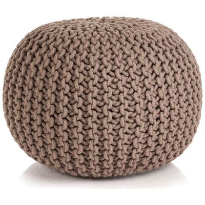 Pouf Lavorato A Maglia In Cotone 50x35 Cm Marrone