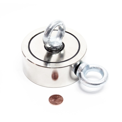 Wiltec - Magnete doppio lato al neodimio per pesca magnetica fino a 300 kg / 600 kg