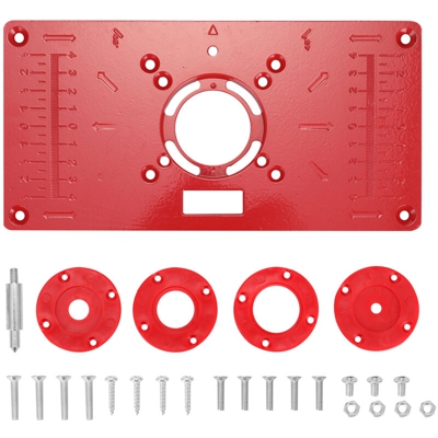 Inserire modelli multifunzionali router legno piano di lavoro Panche di legno alluminio macchina per incidere Trimmer Router con 4 anelli Strumenti,