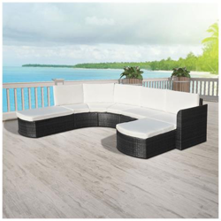 Set Divano Da Giardino 16 Pezzi In Polyrattan Nero precio