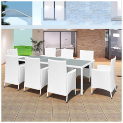 17 Pz Set Sedie / tavolo Da Giardino In Polirattan Bianco Crema características