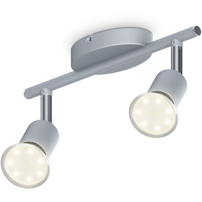 B.K. Licht Faretti LED da soffitto orientabili, include 2 lampadine GU10 da 3W, luce calda 3000K, plafoniera LED moderna da soffitto, corpo in