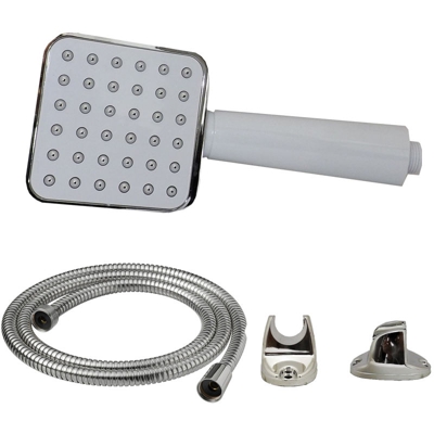 Kit Per Doccia Soffione Bianco Tubo Flessibile 1,8Mt Supporto Muro 4985 - LUPEXSHOP