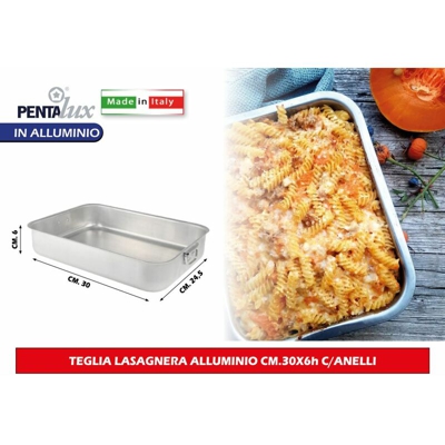 Bighouse It - TEGLIA LASAGNERA ALLUMINIO CM.30X6h C/ANELLI