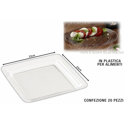 Bighouse It - PIATTO QUADRO SET 20 PZ. CM.23X23 CRYSTAL STYLE