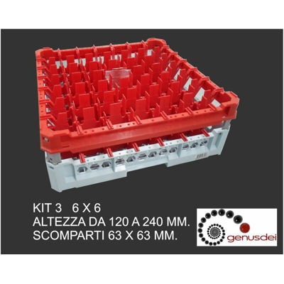 Ceste X Lavaggio 49 Bicchieri Kit3 7X7 Top Rosso - BIGHOUSE IT