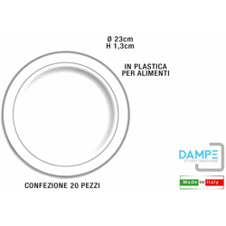 Bighouse It - PIATTO TONDO PIANO B.CO BORDO SILVER D.23 CONF.20PZ en oferta