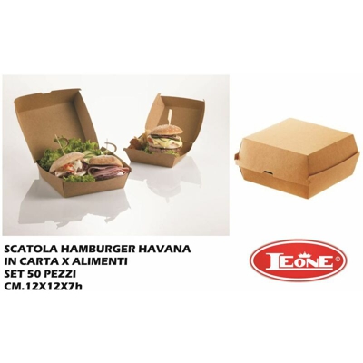 BOX HAMBURGER KRAFT-PE SET 50 PZ. CM.12X12X7h AVANA - BIGHOUSE IT