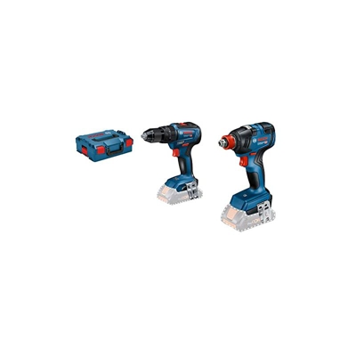 Bosch Professional 06019J2203 Set Trapano Avvitatore, System GDX 18 V-200 & GSR 18 V-55, Senza Batteria, in L-BOXX, Blu