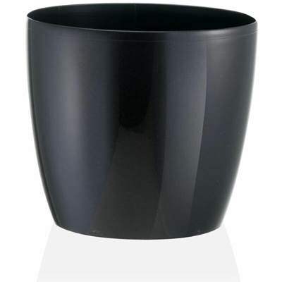 Vaso tondo Madeira Luxy Colour in resina colorati da esterno e giardino fiori piante -DIAM 22 x H 19.8 cm / Nero - TERAPLAST